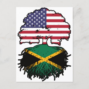 Jamaica Jamaican American USA Tree Roots Flag Postcard