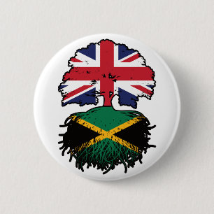 Jamaica Jamaican British UK Tree Roots Flag 6 Cm Round Badge