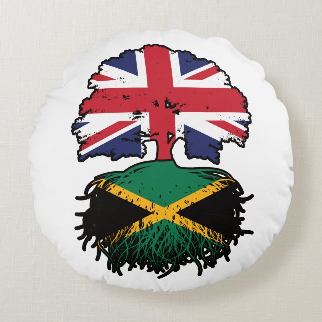 Jamaica Jamaican British UK Tree Roots Flag Round Cushion (Front)