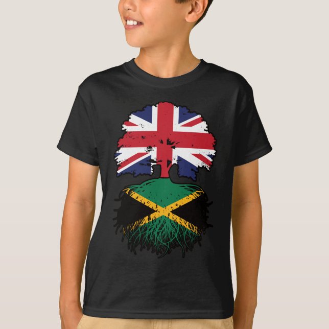 Jamaica Jamaican British UK Tree Roots Flag T-Shirt (Front)