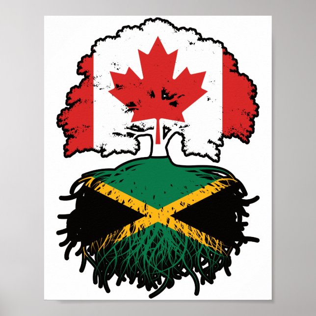 Jamaica Jamaican Canadian Canada Tree Roots Flag Poster (Front)