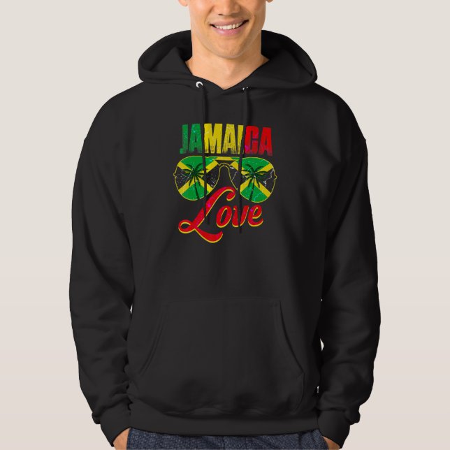 Jamaica Jamaican Flag Caribbean Vacation Reggae Hoodie (Front)