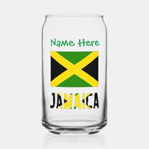 Jamaica Jamaican Flag Green Personalisation Can Glass