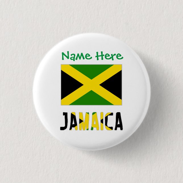 Jamaica Jamaican Flag Green Personalisation Round 3 Cm Round Badge (Front)