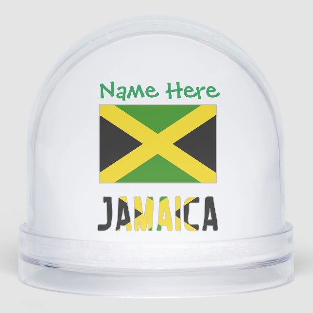 Jamaica Jamaican Flag Green Personalised  Snowglobe (Front)
