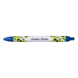 Jamaica Jamaican Flag Tiled Black Personalisation  Black Ink Pen