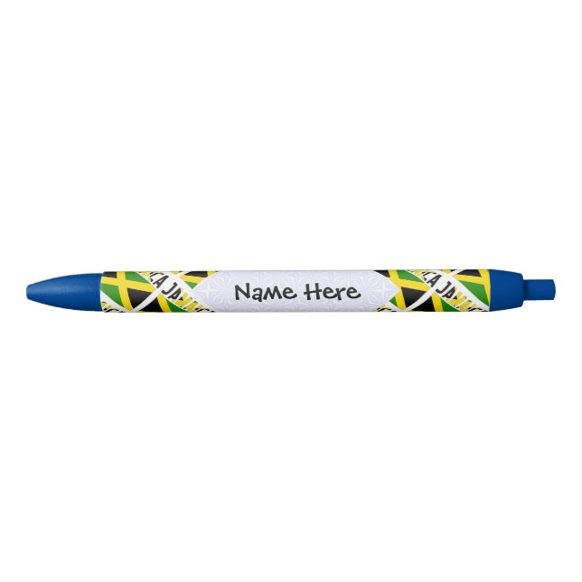 Jamaica Jamaican Flag Tiled Black Personalisation  Ink Pen (Front)