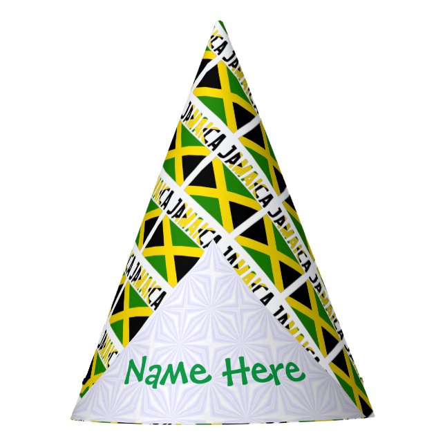 Jamaica Jamaican Flag Tiled Green Personalisation Party Hat (Front)