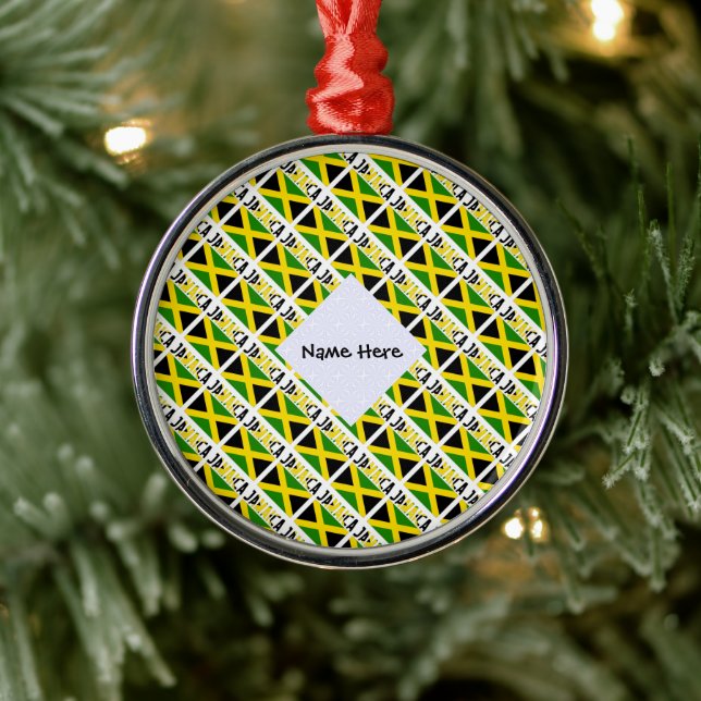 Jamaica Jamaican Flag Tiled Personalised  Metal Ornament (Tree)