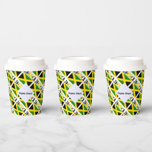 Jamaica Jamaican Flag Tiled Personalised Name Paper Cups