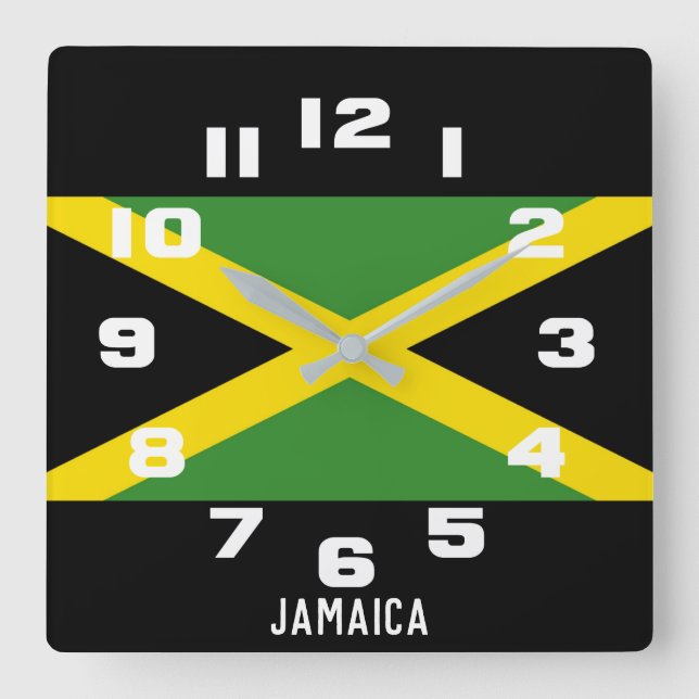 Jamaica Jamaican Flag Tropical Island Country Square Wall Clock (Front)
