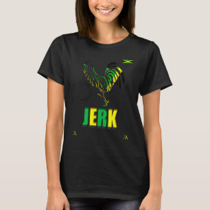 Jamaica Jerk Chicken Rooster Jamaica Flag T-Shirt