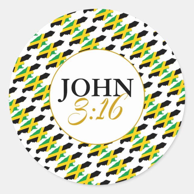 JAMAICA John 3:16 Christian Classic Round Sticker (Front)
