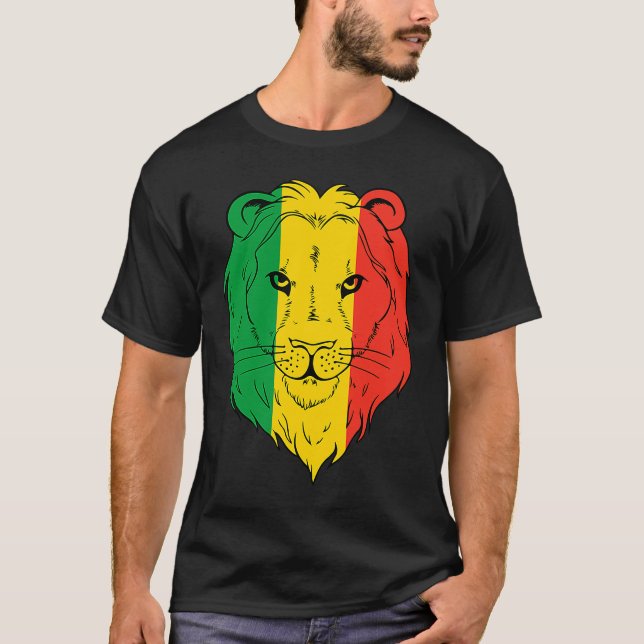 Jamaica Lion Jamaican Flag Caribbean Holiday Regga T-Shirt (Front)