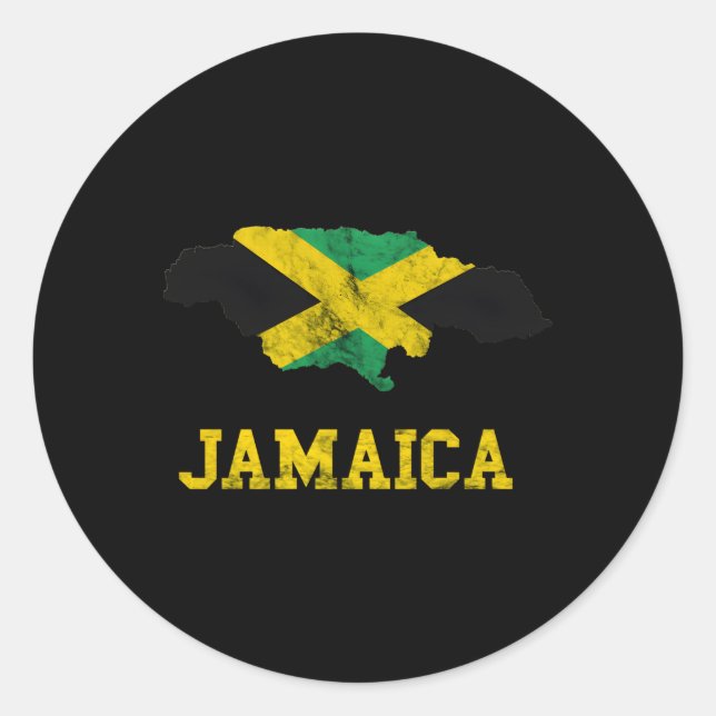 Jamaica Map Jamaican Flag Caribbean Trip Jamaica R Classic Round Sticker (Front)