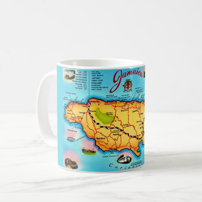 Jamaica Map Postcard Mug (Front Left)