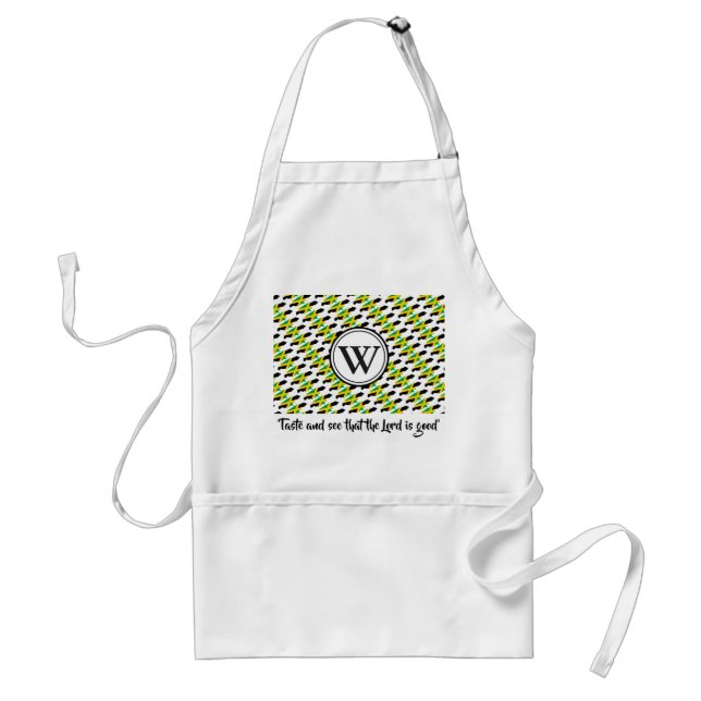 JAMAICA Monogram Taste and See Bible Scripture Standard Apron (Front)