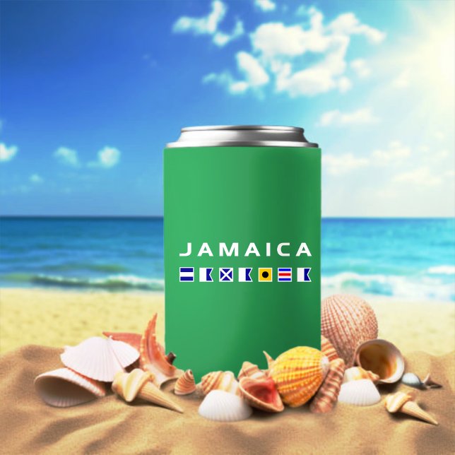 Jamaica Nautical Maritime Sailing Flags Dark Colou Can Cooler (Creator Uploaded)