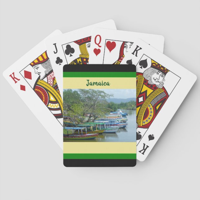 Jamaica Negril Photo Long Boats Flag Colours Playing Cards (Back)