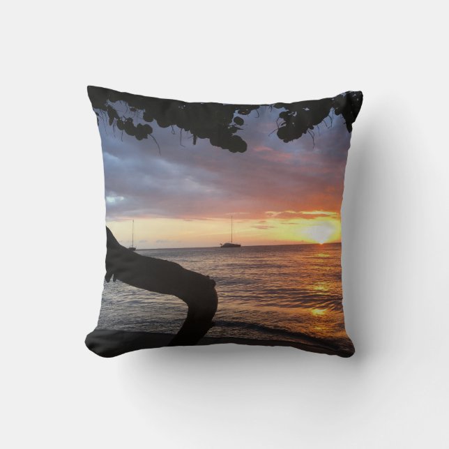 Jamaica Negril Throw Pillow 16x16 (Front)