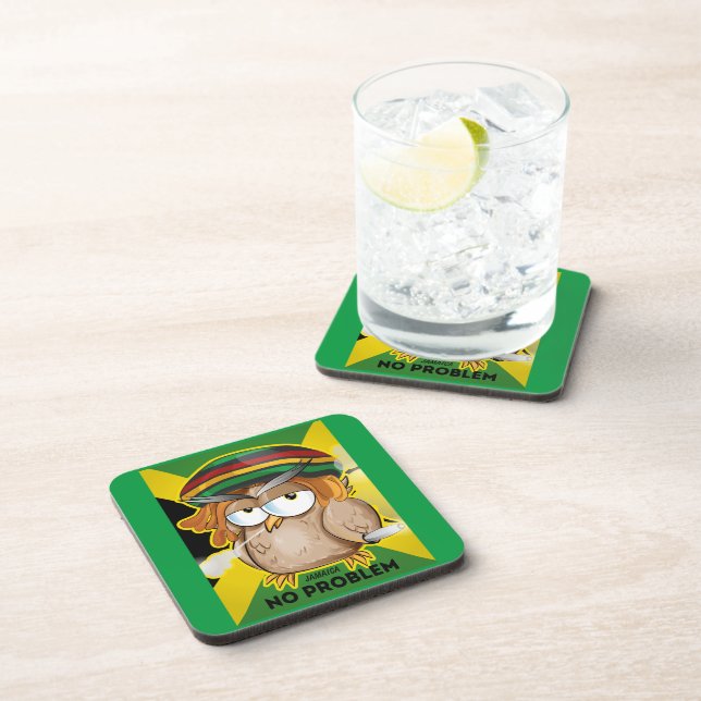 Jamaica No Problem Funny Owl  Coaster (Right Side)