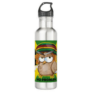 Jamaica No Problem with Funny Smoking Rasta Owl  710 Ml Water Bottle