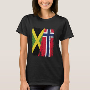 Jamaica Norway Half Flag Jamaican Norwegian Ancest T-Shirt