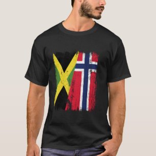 Jamaica Norway Half Flag Jamaican Norwegian Ancest T-Shirt