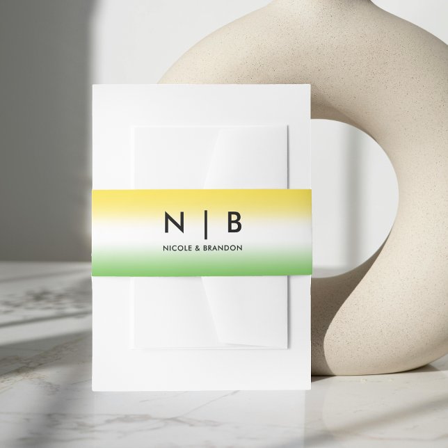 Jamaica Ombre Jamaican Colours Monogram Wedding Invitation Belly Band (Jamaica Ombre Jamaican Colors Monogram Wedding Invitation Belly Band)