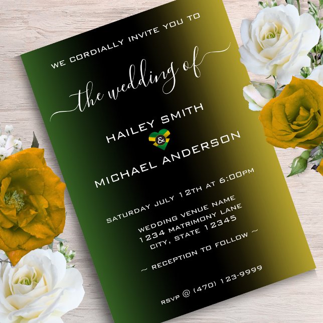 Jamaica Ombre Jamaican Flag Heart Photo Wedding Invitation (Jamaica Ombre Jamaican Flag Heart Photo Wedding Invitation)