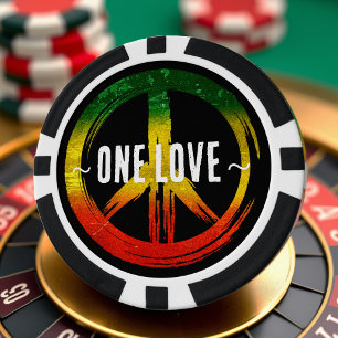 Jamaica One Love Rasta Colour Peace Symbol Jamaica Poker Chips