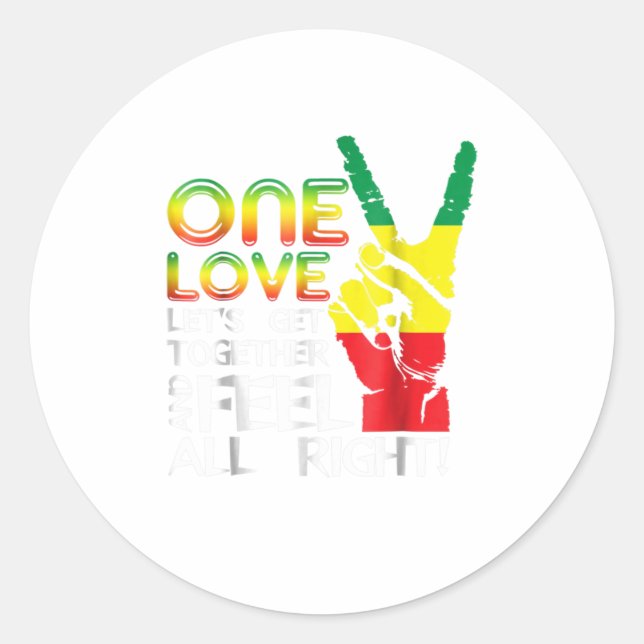 Jamaica One Love Reggae Caribbean Music Pride Fla Classic Round Sticker (Front)