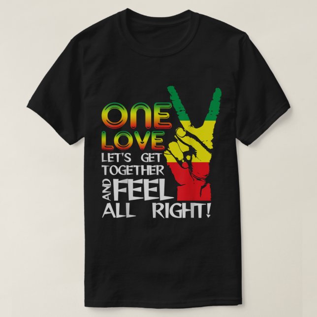 Jamaica One Love Reggae Caribbean Music Pride Flag T-Shirt (Design Front)