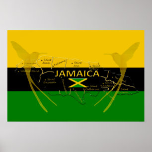 Jamaica Parishes Colour HummingBird Poster any