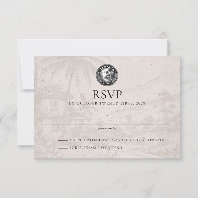 Jamaica Passport Wedding RSVP Card (Front)