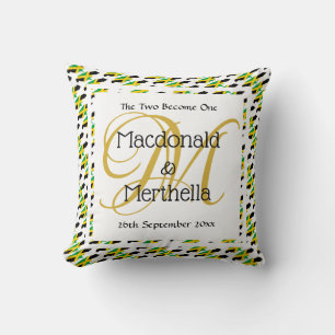 JAMAICA Personalised Monogram Wedding Keepsake Cushion