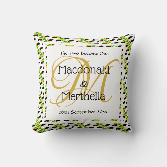 JAMAICA | Personalised | Monogram Wedding Keepsake Cushion (Front)