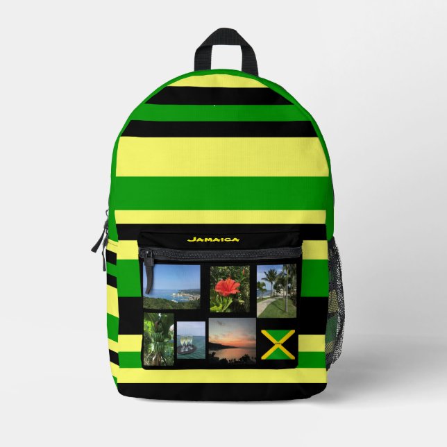 Jamaica Photo Collage Printed Backpack (Front)