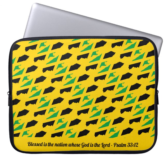 JAMAICA Psalm 33:12 Blessed Nation Yellow Laptop Laptop Sleeve (Front)