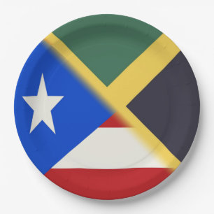 Jamaica Puerto Rico Flag Jamaican PR Flag Paper Plate