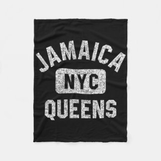 Jamaica Queens Nyc Gym Style Distressed White Prin Fleece Blanket