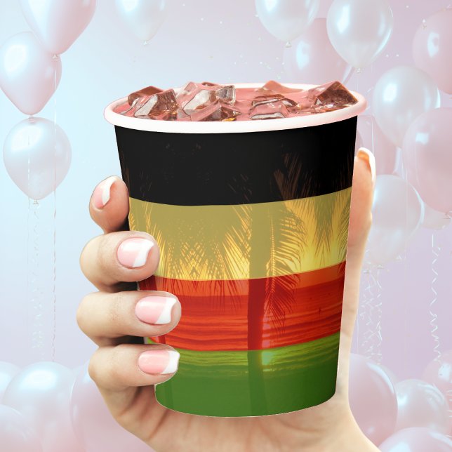 Jamaica Rasta Caribbean Island Beach Palm Tree Paper Cups (Jamaica Rasta Caribbean Island Beach Palm Tree Paper Cups)