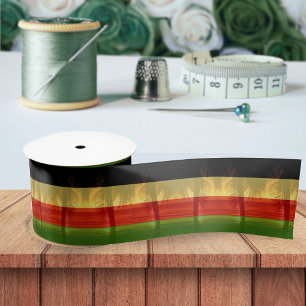 Jamaica Rasta Colours Caribbean Island Beach Name Satin Ribbon