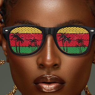 Jamaica Rasta Colours Island Palm Trees Jamaican Retro Sunglasses