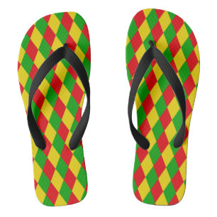 Jamaica Rasta Flag Colors Diamond Patterned Thongs