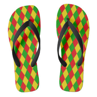 Jamaica Rasta Flag Colours Diamond Patterned Thongs