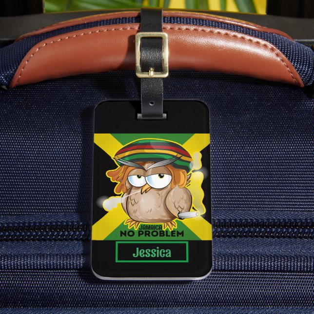 Jamaica Rasta Owl Luggage Tag (Front Insitu 2)