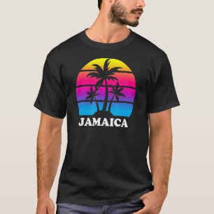 Jamaica Retro Palm Tree Sunset Caribbean Vacation  T-Shirt