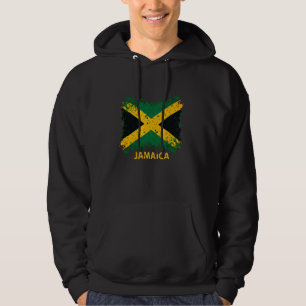 Jamaica Retro Vintage Watercolors Jamaican Flag In Hoodie