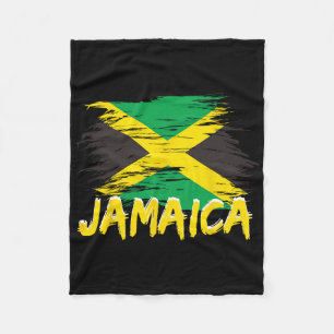 Jamaica Retro Vintage Watercolors Sport Jamaican F Fleece Blanket